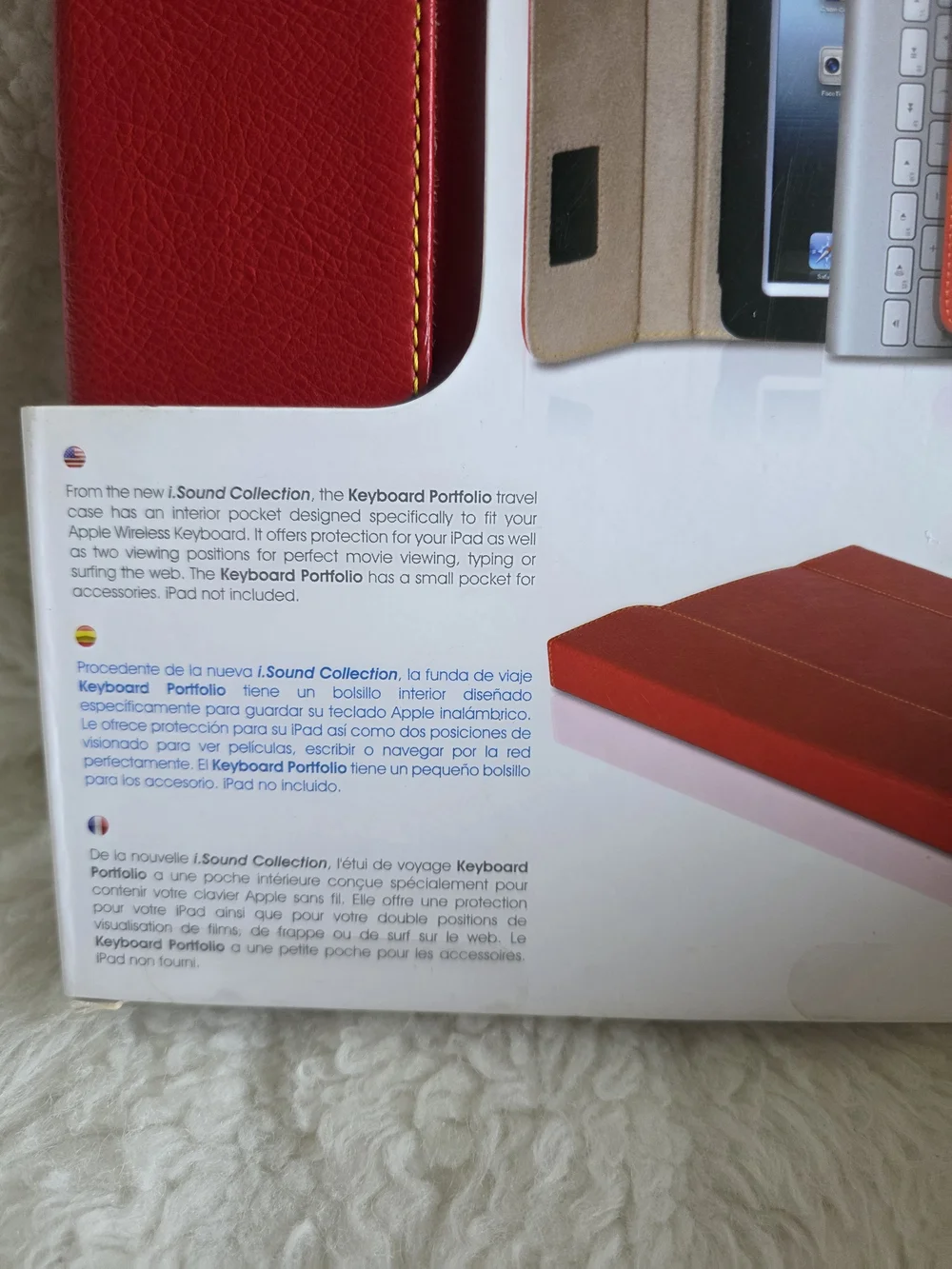 Red Genuine Leather Keyboard Portfolio Case for iPad